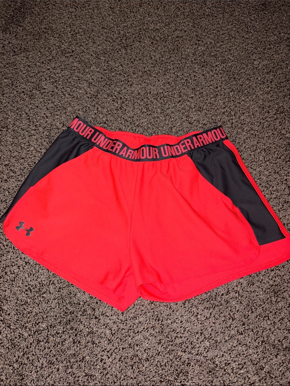 Under Armour Women’s Bright Pink and Grey Logo Elastic Waist Athletic Shorts